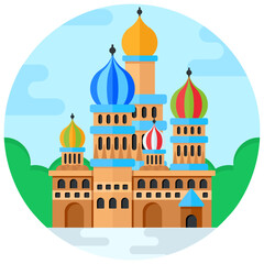 
A blue mosque icon in flat rounded design

