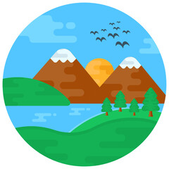 
Snow covered trees making a perfect landscape, flat icon

