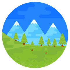 
Snow covered trees making a perfect landscape, flat icon

