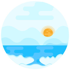 
Flat rounded icon of beach landscape

