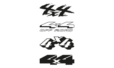 Four pack of 4x4 logos, for trucks, cars, monster trucks and all terrain vehicles, ideal for vinil cut © Stickerologia