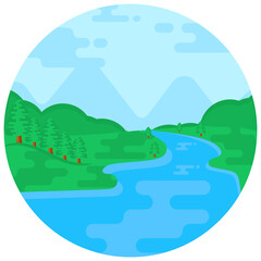 
Flat rounded icon of beach landscape

