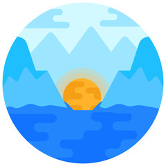 Fototapeta premium Flat rounded icon of hills