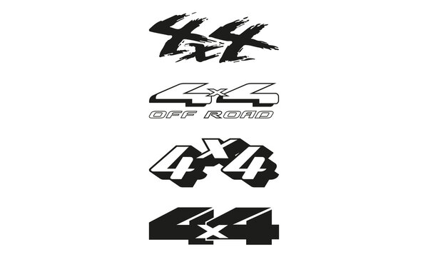 Four pack of 4x4 logos, for trucks, cars, monster trucks and all terrain vehicles, ideal for vinil cut