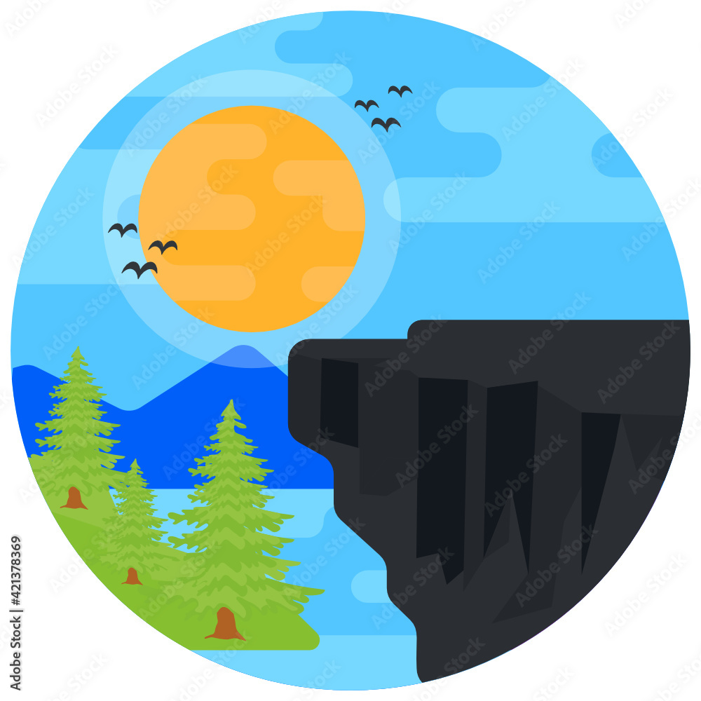 Canvas Prints flat rounded icon of hills