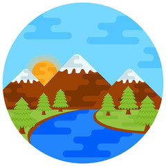 
Snow covered trees making a perfect landscape, flat icon

