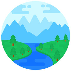 Obraz premium Flat rounded icon of beach landscape