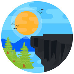 
Flat rounded icon of hills 


