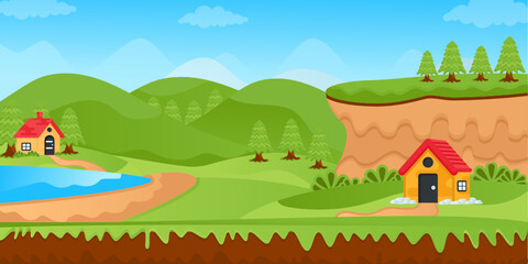  A nature landscape background flat illustration