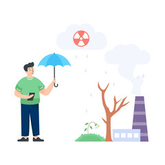 
Clouds with nuclear sign denoting illustration of acid rain 

