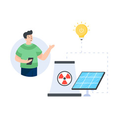 
Plug connected with battery, illustration of energy accumulation

