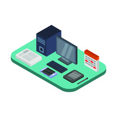 Isometric office desk