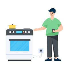 
Illustration of smart stove in flat style

