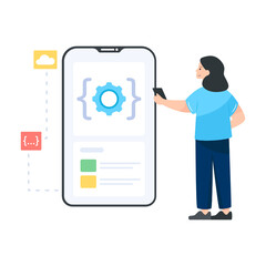 
Mobile chatting app in flat illustration 

