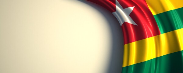 Togo Flag. 3d illustration of the waving national flag with a copy space.
