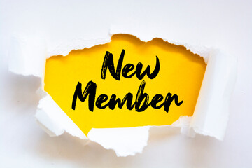 New Member word written under torn paper.