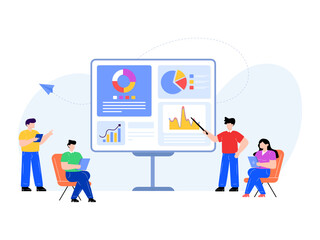 
An illustration of business workspace in flat vector 

