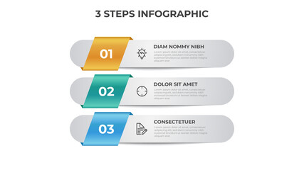 3 points of steps diagram, vertical list layout, infographic template vector.