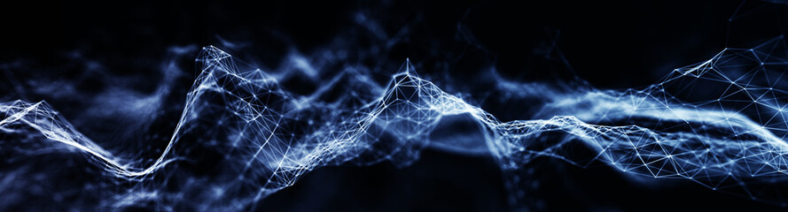 Connecting background wave dots and lines. Artificial intelligence. Big data technology .3d rendering.