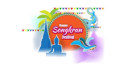 Fototapeta na wymiar VECTOR ILLUSTRATION FOR HAPPY SONGKRAN, THAILAND FESTIVAL WITH TEXT SONGKRAN MEANS NEW YEAR