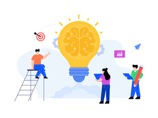 
A creative process, flat editable illustration download

