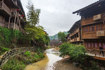 Fototapeta na wymiar Dong Village in Zhaoxing, Guizhou, China in Spring