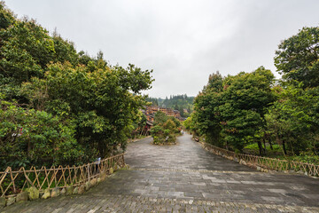 Fototapeta na wymiar Zhaoxing Dong Village, Guizhou, China in the Early Spring