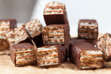 crispy waffles with chocolate filling