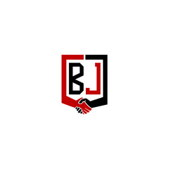 bj logo hand deal  design vector icon