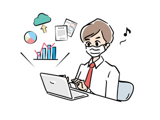 オフィス　サクサク仕事をこなす男性