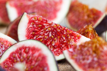 sliced fruit of ripe figs