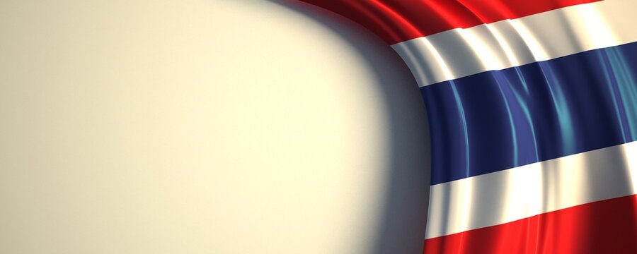 Thailand Flag. 3d illustration of the waving national flag with a copy space.
Asia country flag.