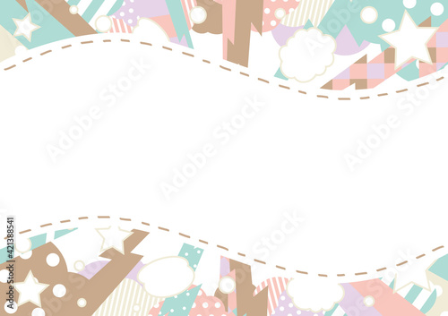 ステッチフレーム パステルカラーパーティー背景 Wall Mural Kid A