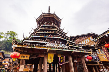 Drum Tower in Dongzhai Village, Zhaoxing, Southeast Guizhou, China