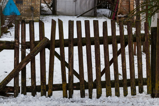 detail of the old wooden fence