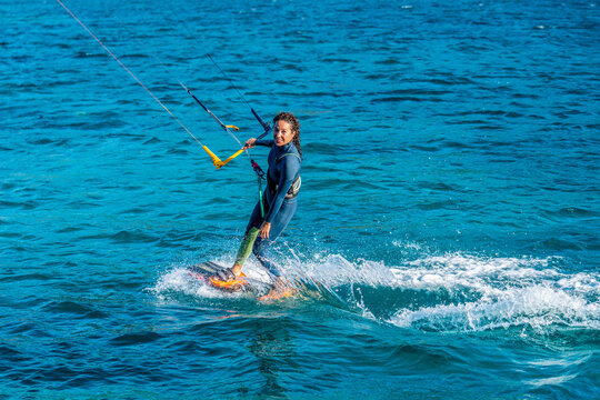 Kitesurfing in Greece.