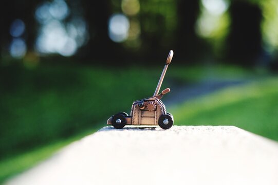 Toy Catapult On Green Nature Background