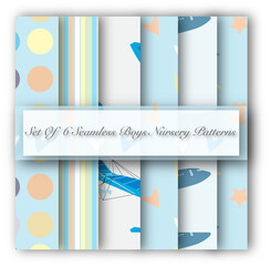 Set of 6 Seamless Boys Nursery Patterns