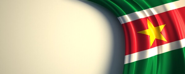 Suriname Flag. 3d illustration of the waving national flag with a copy space.
Latin, South america country flag.
