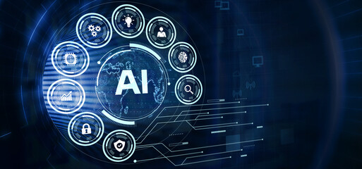 AI Learning and Artificial Intelligence Concept. Business, modern technology, internet and networking concept.