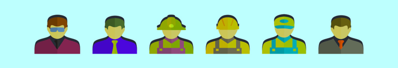 set of worker cartoon icon design template with various models. vector illustration isolated on blue background