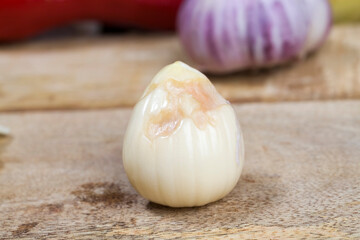details of sliced garlic