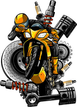 Motorcycle Accessories Stock Illustration - Download Image Now