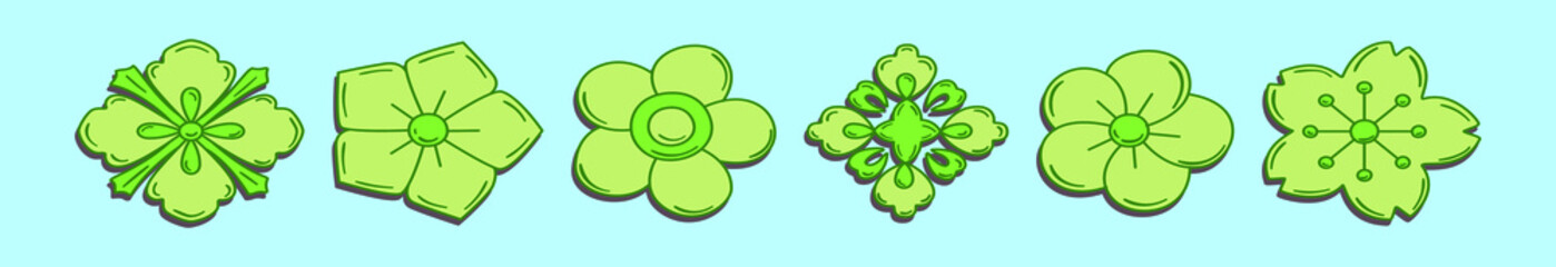 set of blossom cartoon icon design template with various models. vector illustration isolated on blue background