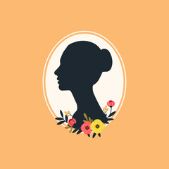 Face girl silhouette with flowers