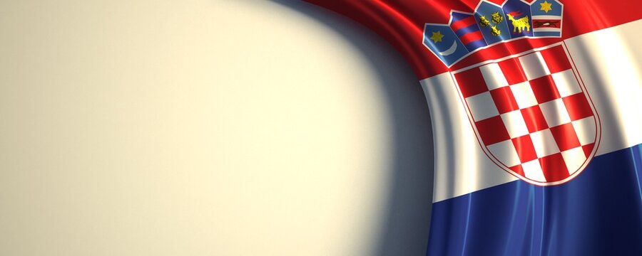 Croatia Flag. 3d illustration of the waving national flag with a copy space.
Europe country flag.

