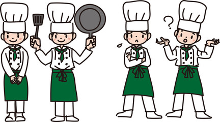 コックさんの表情セットイラスト男性