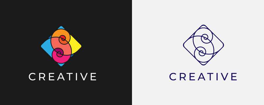 VECTOR CREATIVE MONOGRAM INITIAL S IN FIBONACCI LOGO DESIGN CONCEPT