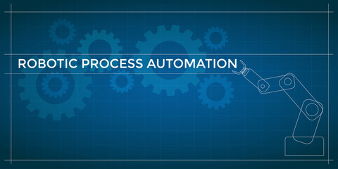 Robotic Processing Automation (RPA), artificial intelligence and machine learning of big data and business processing. Automation concept. Vector illustration