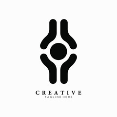 Simple and elegant black vertical eye vector logo design template